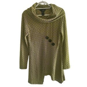 Ali Miles Geometric Stripe Tunic Top Yellow Black Women’s Size Small Artsy